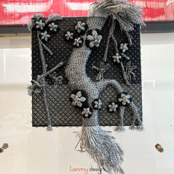 Miniature black - grey spring apricot blossom garden at night 30x30x3 cm  ( the price is not included with the stand set )